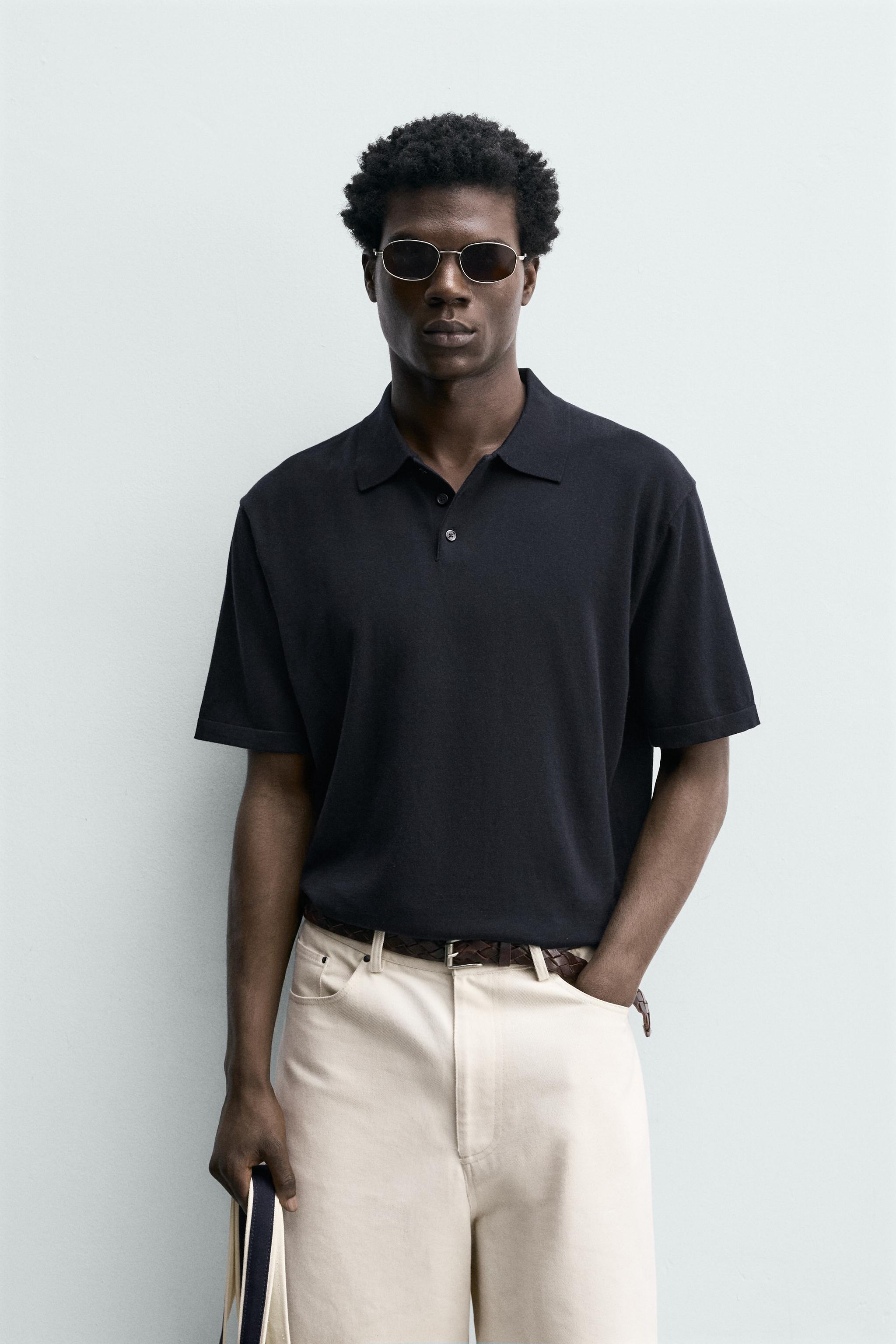 REGULAR FIT COTTON BLEND KNIT POLO — Dark navy (alternate view)