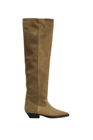 FLAT XL COWBOY SPLIT SUEDE BOOTS