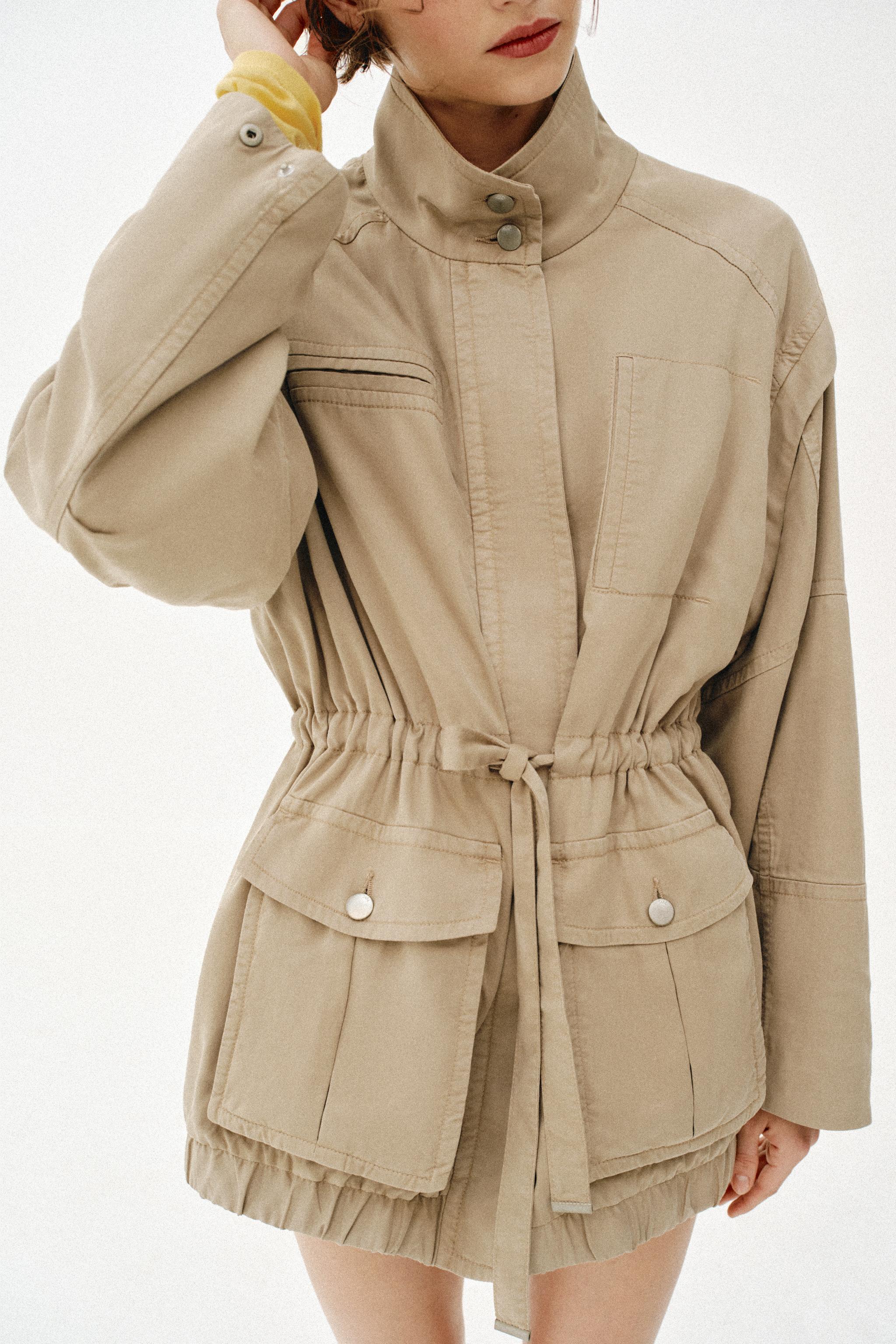 BLOUSON LONG À COL MONTANT