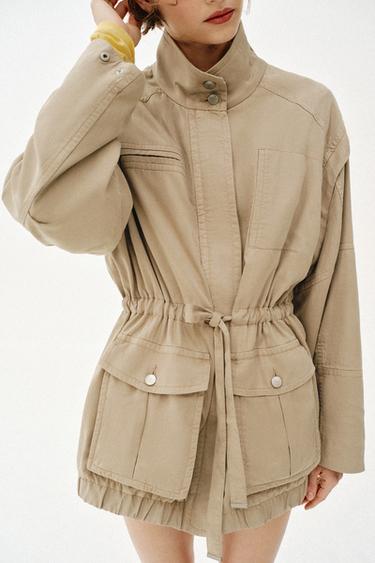 LONG HIGH-COLLAR JACKET - Brown / Taupe by Zara - Image 5