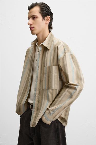 CAMISA RAYAS - Raya verde de Zara