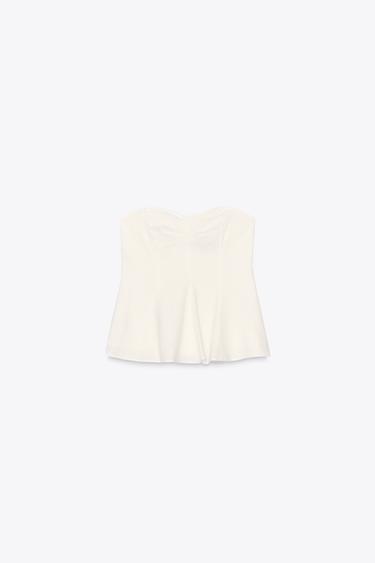 TOP EN LIN BUSTIER - Blanc cassé de Zara - Image 3