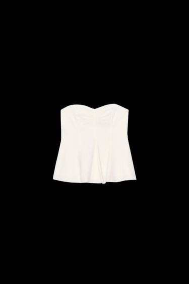 Zara STRAPLESS LINEN TOP - Oyster-white - Image 0