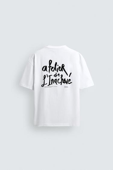 T-SHIRT INSCRIPTION TEXTURÉE - Blanc de Zara - Image 7