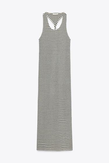 LANGES STRICKKLEID MIT CUT-OUT - Schwarz / Cremefarben von Zara