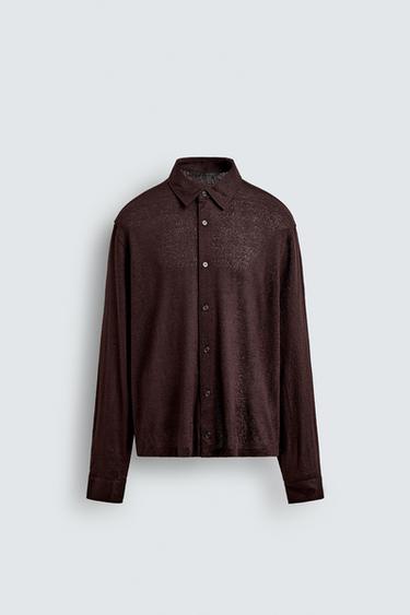 CHEMISE JACQUARD TEXTURÉE - Bordeaux foncé de Zara - Image 0