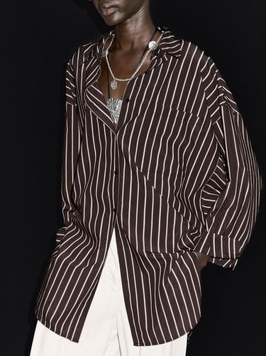 Zara Loose-fitting striped shirt - Brown