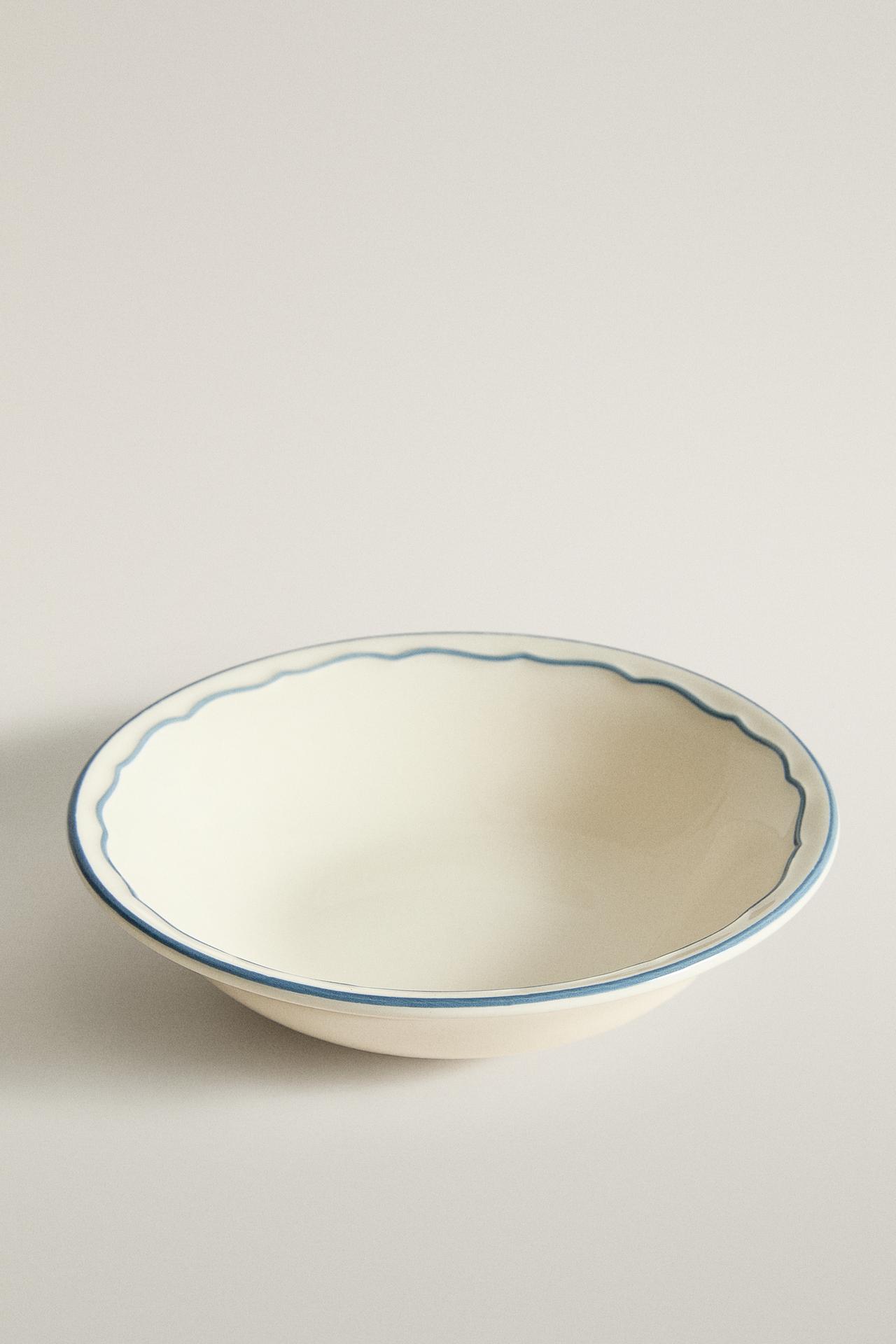 WAVY RIM EARTHENWARE BOWL — Blue