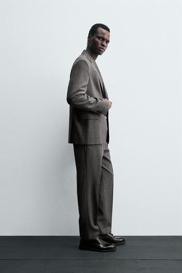 BLAZER COSTUME À CARREAUX - marron chiné de Zara - Image 3