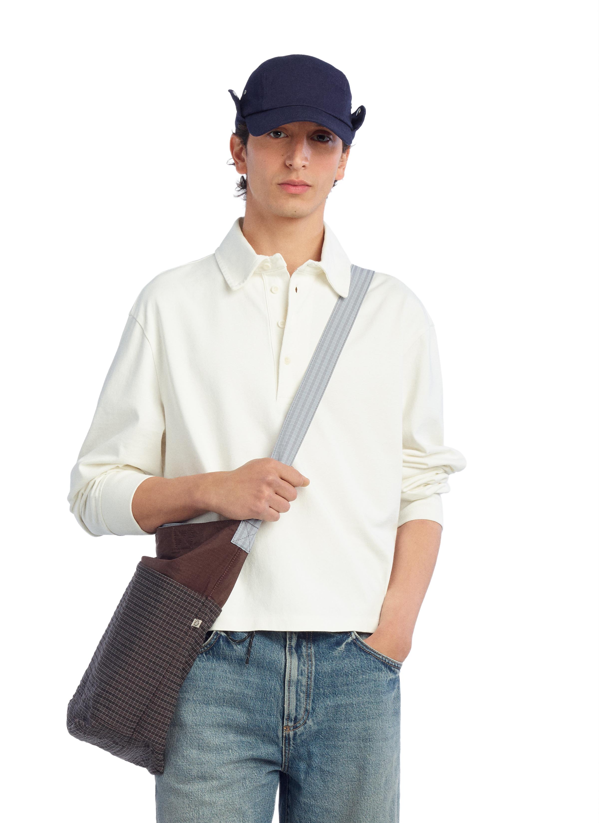 CROPPED FIT COTTON POLO SHIRT — Oyster-white