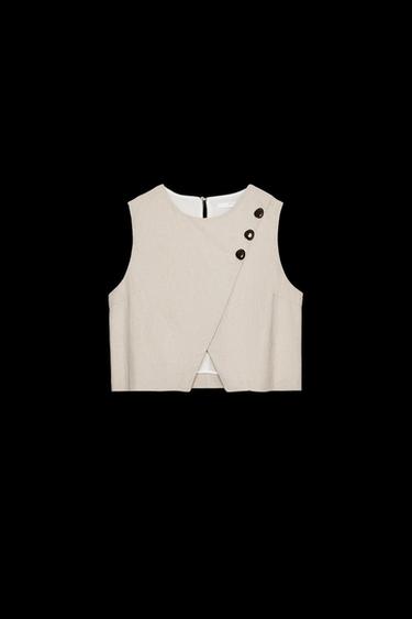 KURZES WICKELOBERTEIL AUS LEINEN - Hellbeige von Zara - Bild 0