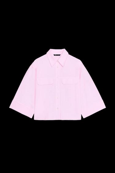Zara SHORT OXFORD SHIRT - Pink - Image 0
