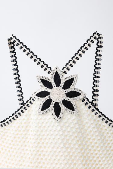 FLORAL CROCHET KNIT DRESS - Ecru by Zara - Image 2
