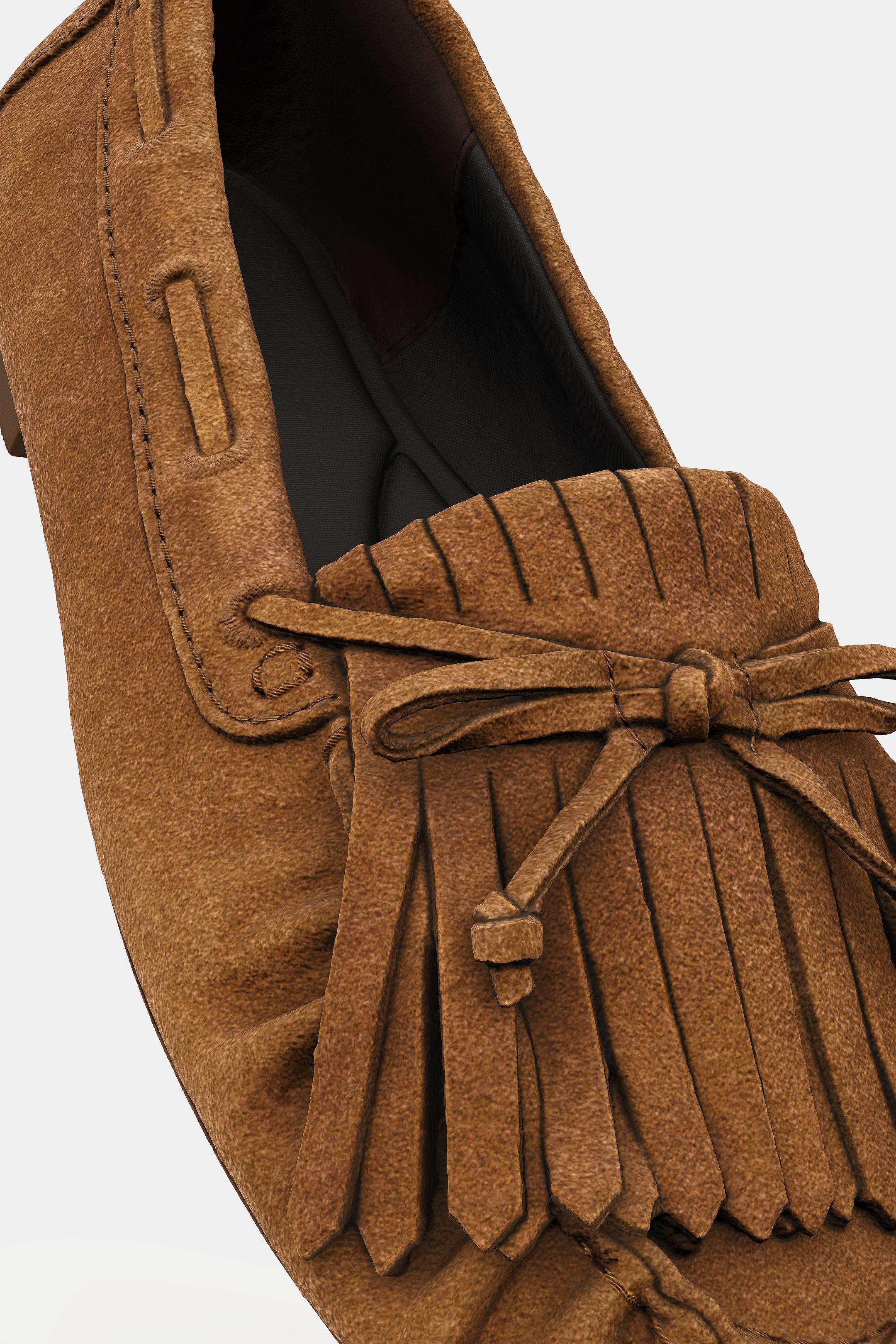 Zara FRINGED SPLIT SUEDE LOAFERS - Dark tan