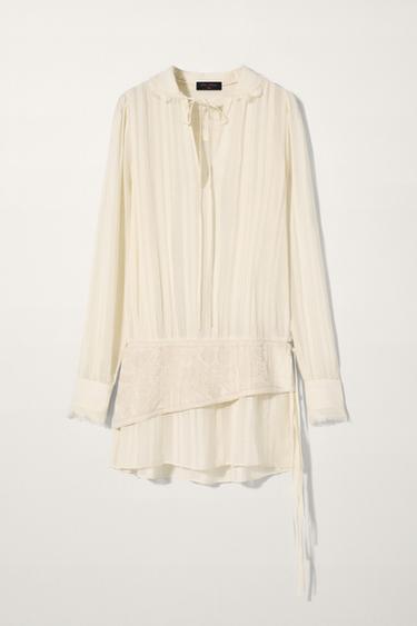 Zara EMBROIDERED SASH DRESS KATE MOSS X ZARA - Ecru