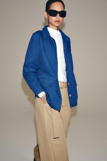 Zara ZW COLLECTION 牛仔外套 - 鈷色