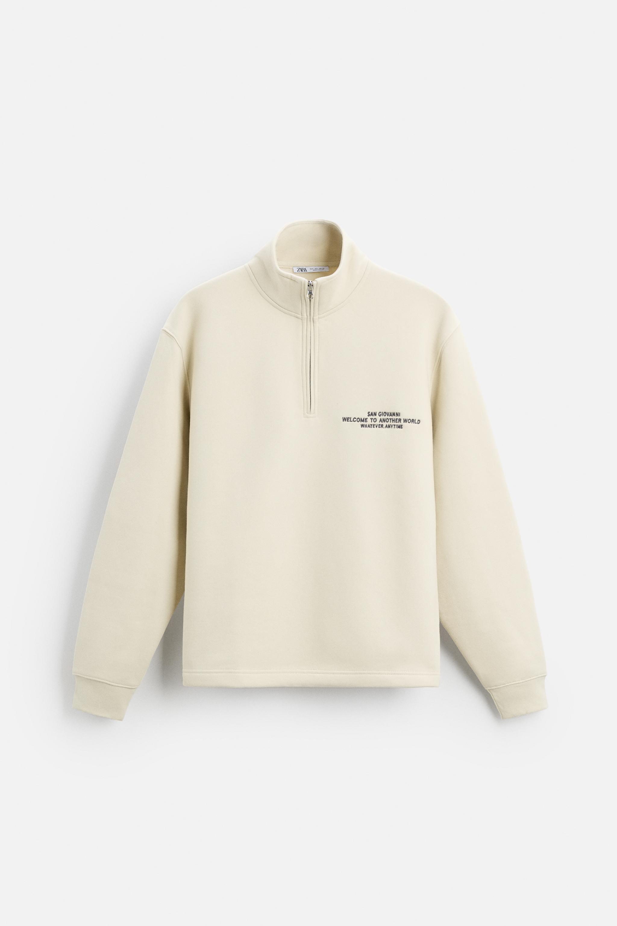 QUARTER ZIP SWEATSHIRT - Light beige | ZARA United States