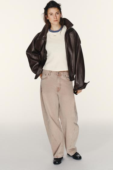 TRF MID-WAIST BAGGY BALLOON JEANS - Faded pink by Zara