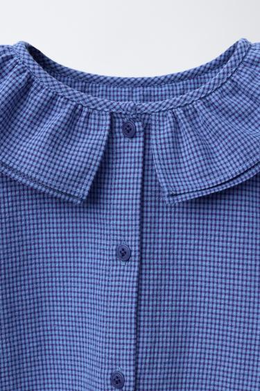 GINGHAM CHECK DOUBLE COLLAR SHIRT - Cornflower blue by Zara - Image 2