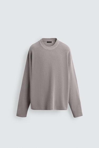 WASHED WAFFLE-KNIT JUMPER - Grey by Zara