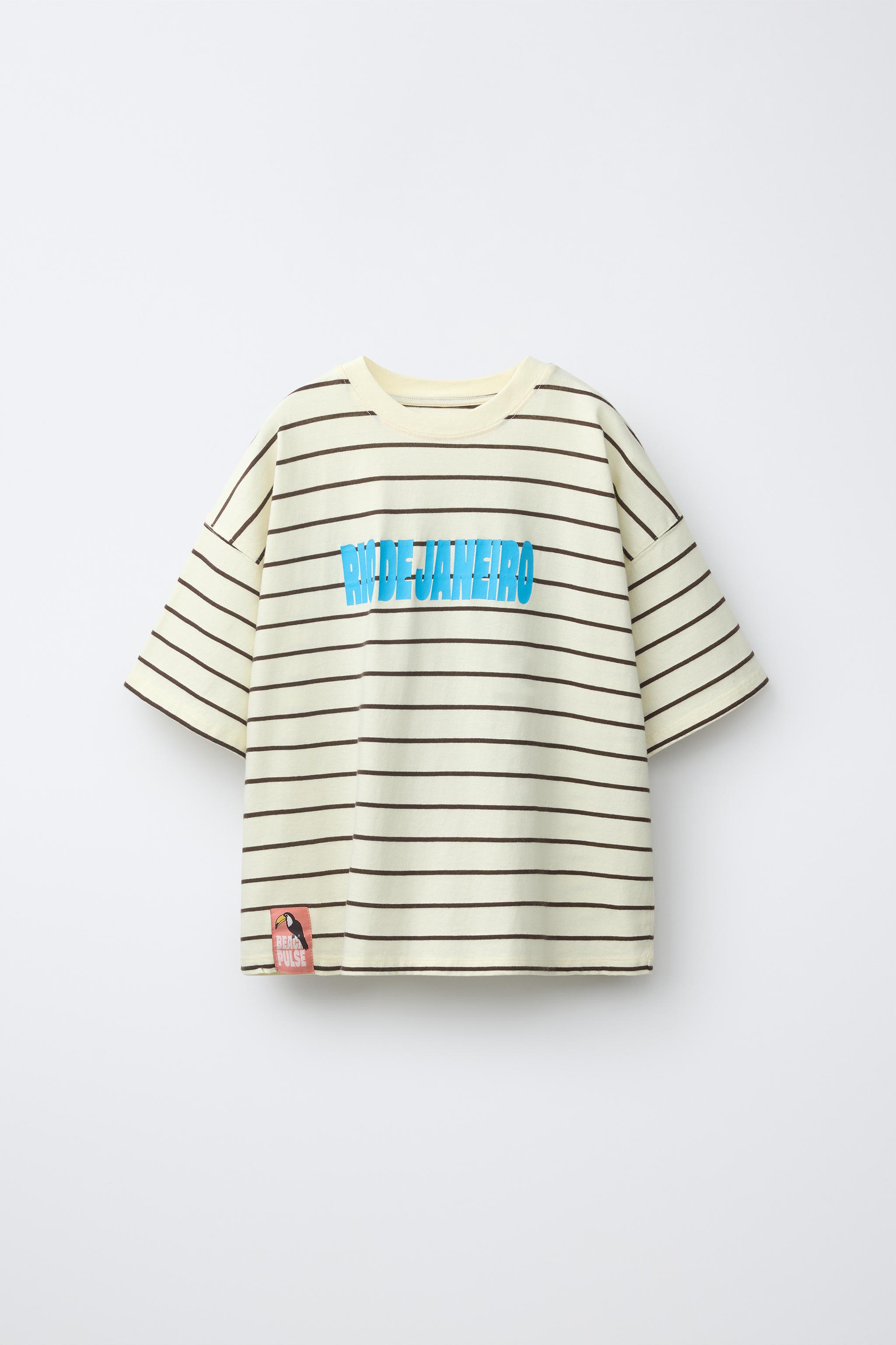 STRIPED TEXT T-SHIRT