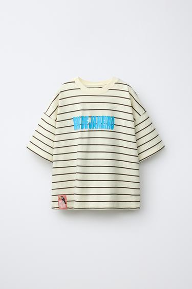 STRIPED TEXT T-SHIRT - striped by Zara