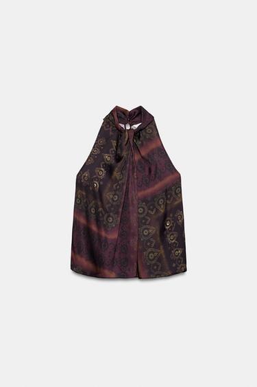 TOP HALTER ESTAMPADO - Burdeos de Zara - Imagen 0