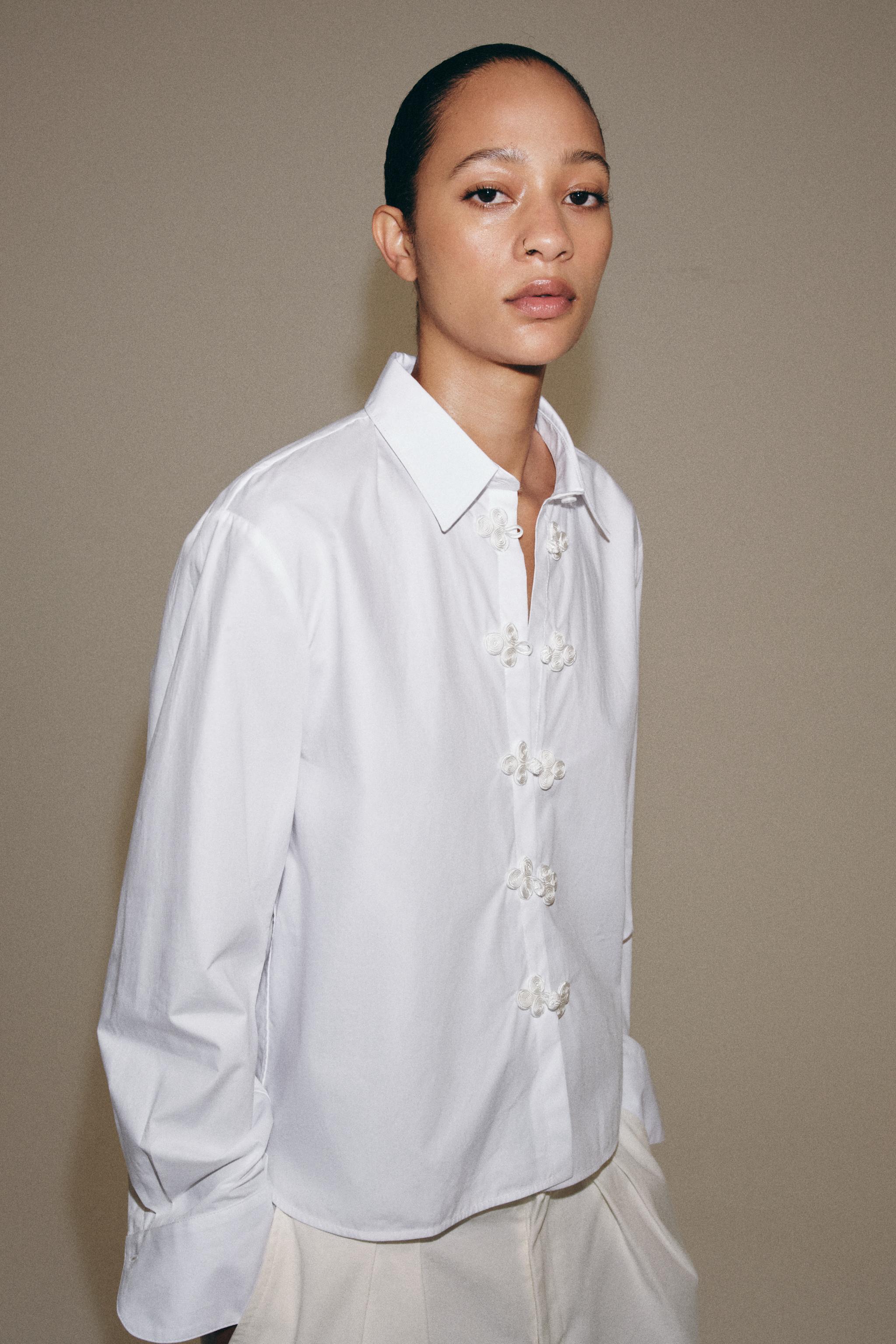 ZW COLLECTION FROG FASTENING SHIRT — White