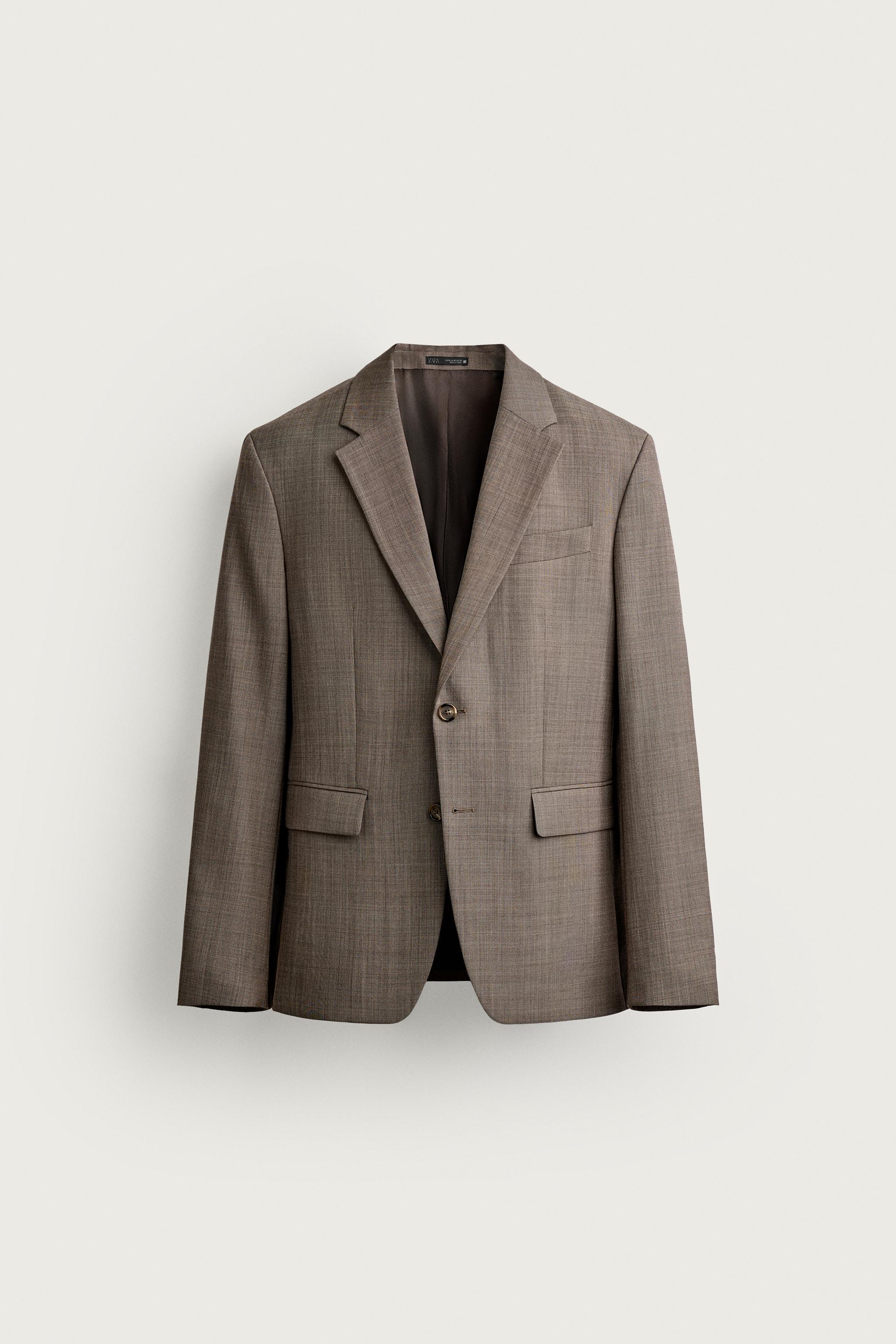 Мужские пиджаки Zara WOOL TEXTURED SUIT BLAZER — фото 6