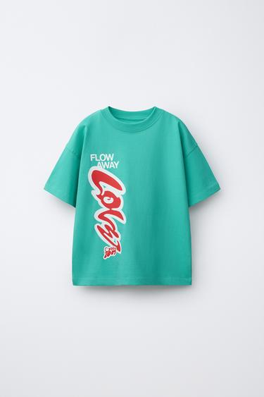 טי שירט עם הדפס גרפיטי - ירוק־ים של Zara