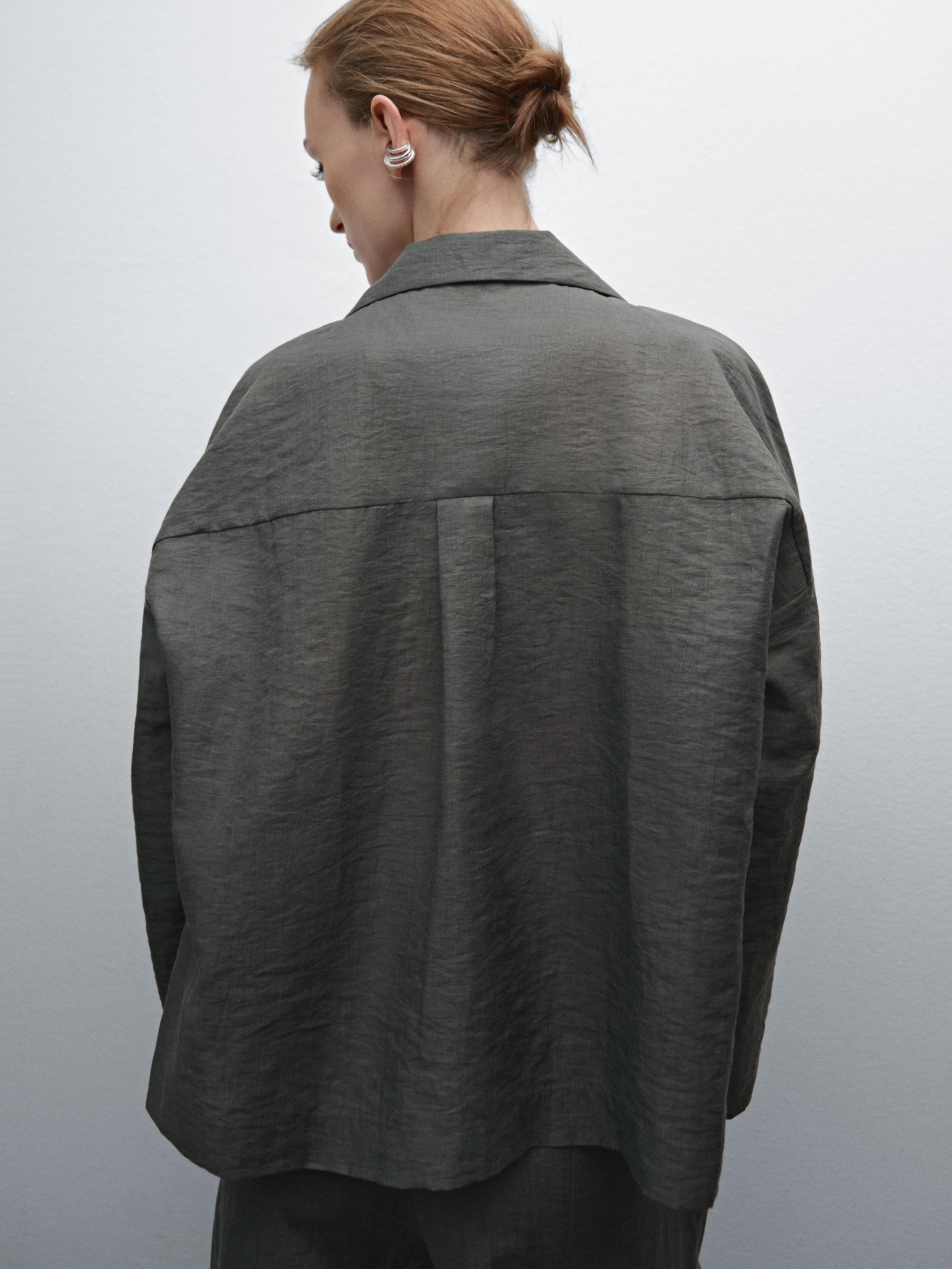 Short collared wool blend overshirt - Green | ZARA United States