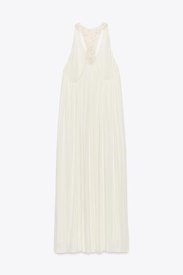 FLOWING DRESS WITH CONTRAST BACK - Ecru by Zara - Image 6