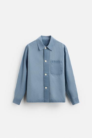 WAXED-EFFECT OVERSHIRT - Mid-blue by Zara