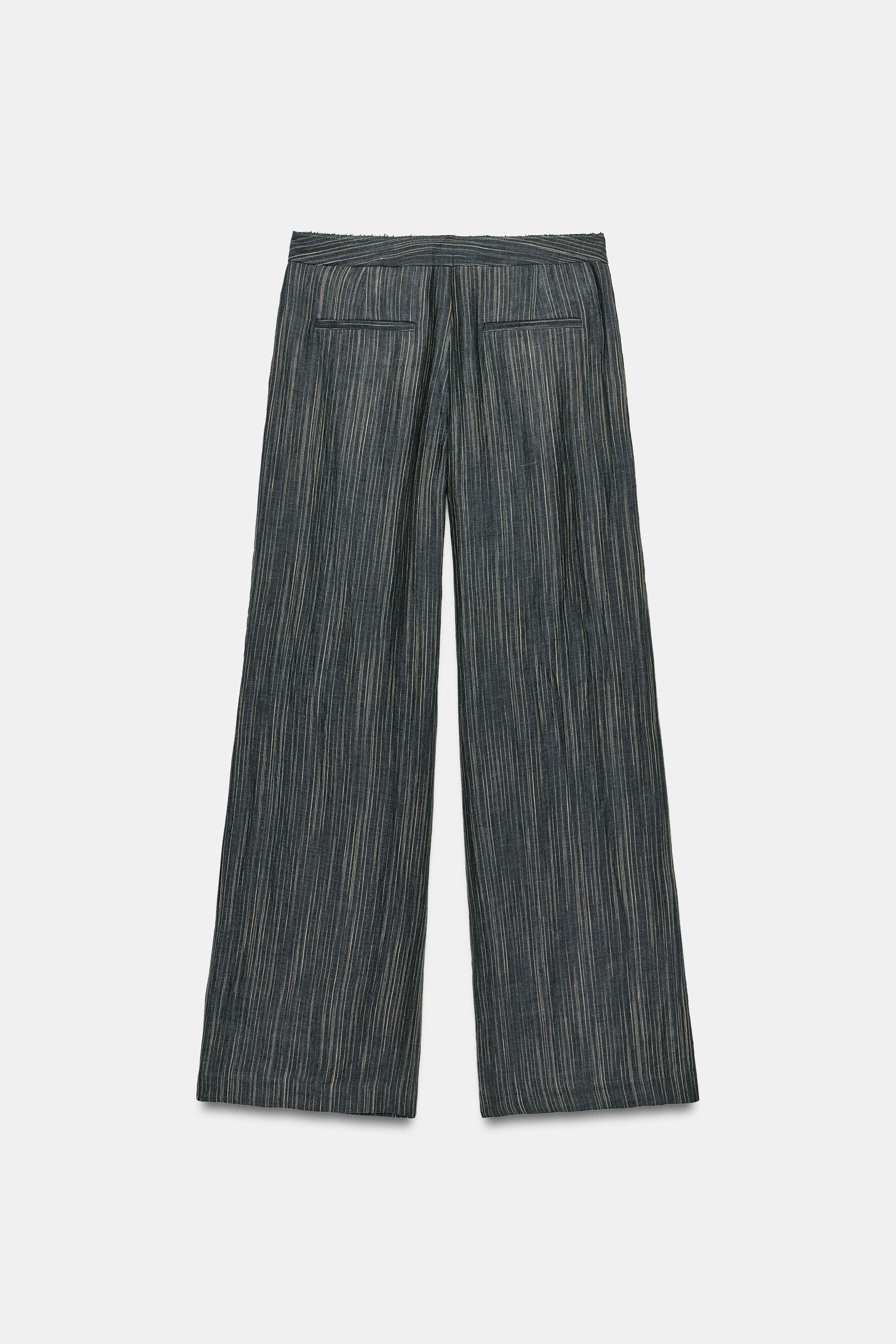 ZW COLLECTION ストライプ柄リネンパンツ - ブルーグレー | ZARA Japan
