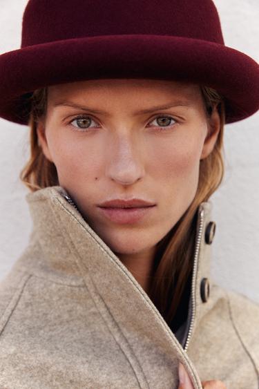 100% WOOL BOWLER HAT — Maroon 2