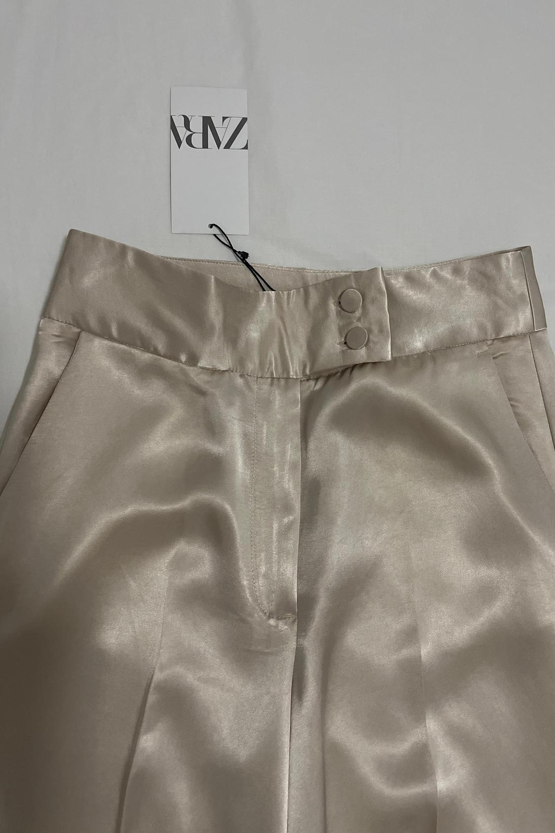 SATIN-FINISH PALAZZO TROUSERS - Image 2