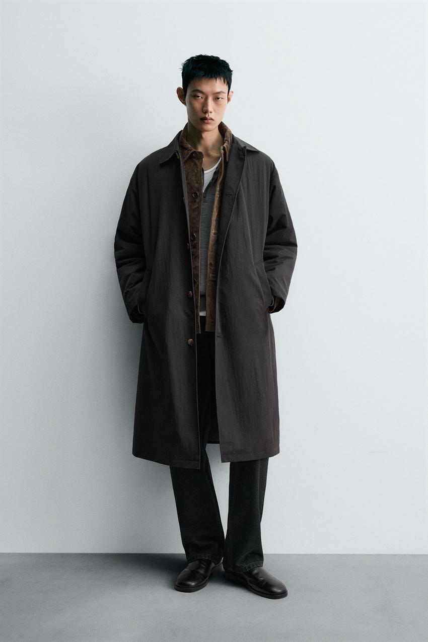 テクニカルキルティングトレンチコート - ブラック | ZARA Japan / 日本