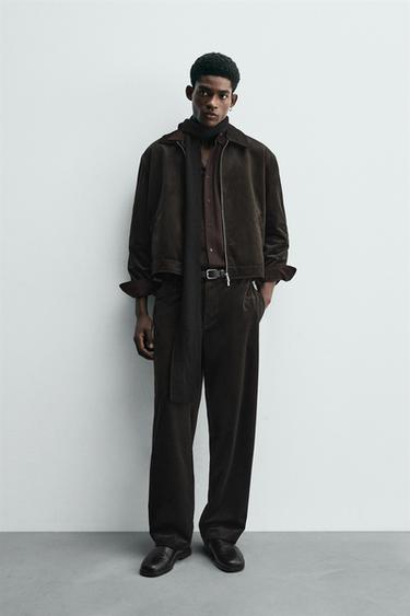 TEXTURED VELVET TROUSERS - Brown by Zara - Image 0