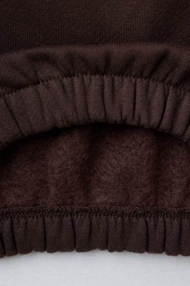CONTRAST EMBROIDERED SWEATSHIRT - Chocolate by Zara - Image 3
