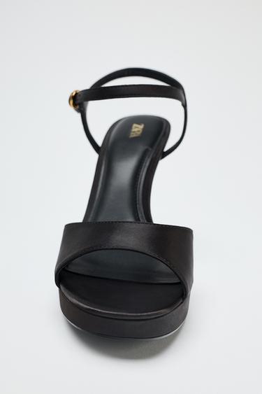 SATIN-EFFECT HEELED SANDALS - Black by Zara - Image 2