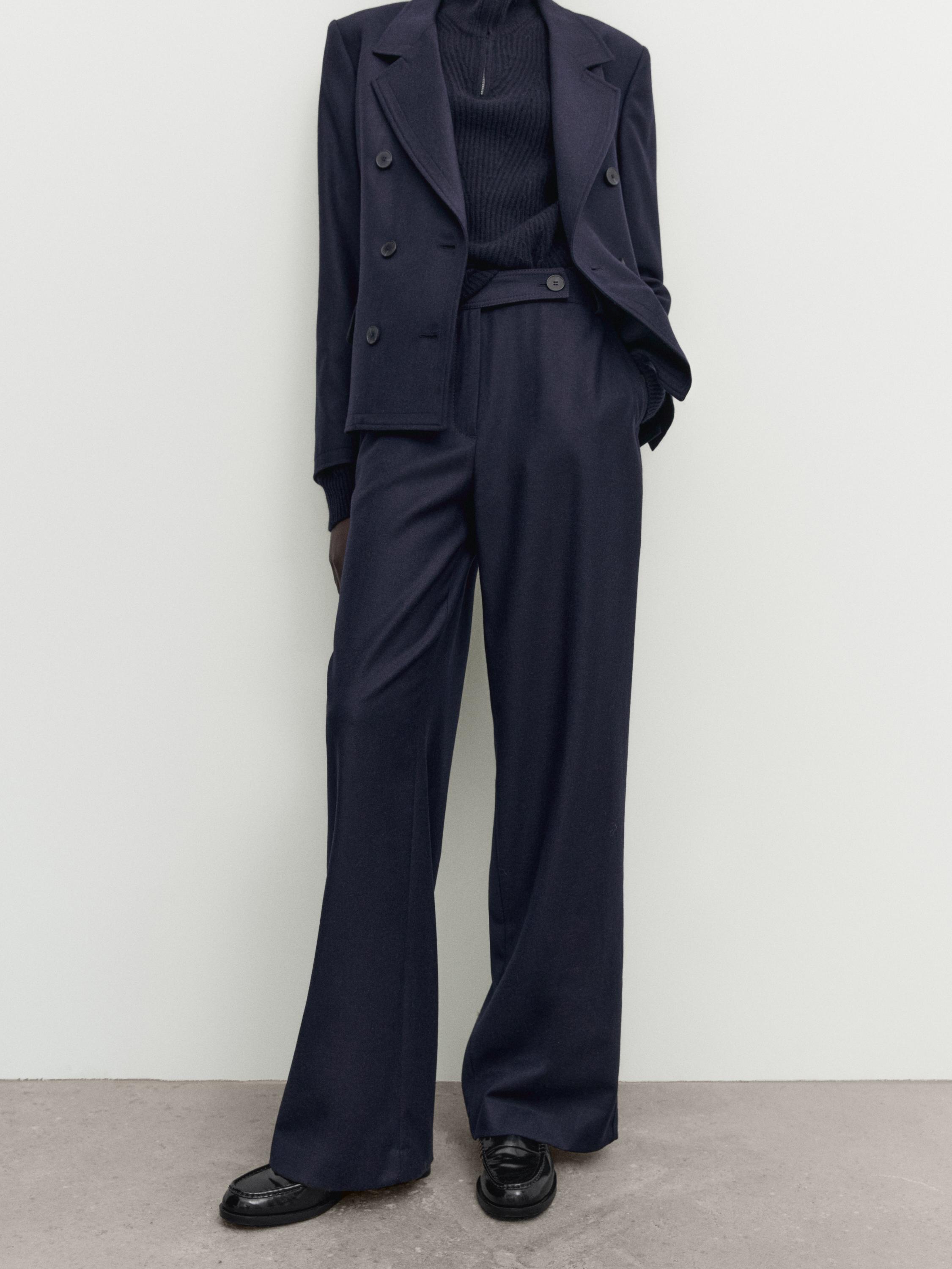 Navy blue straight suit trousers - Navy blue | ZARA United States