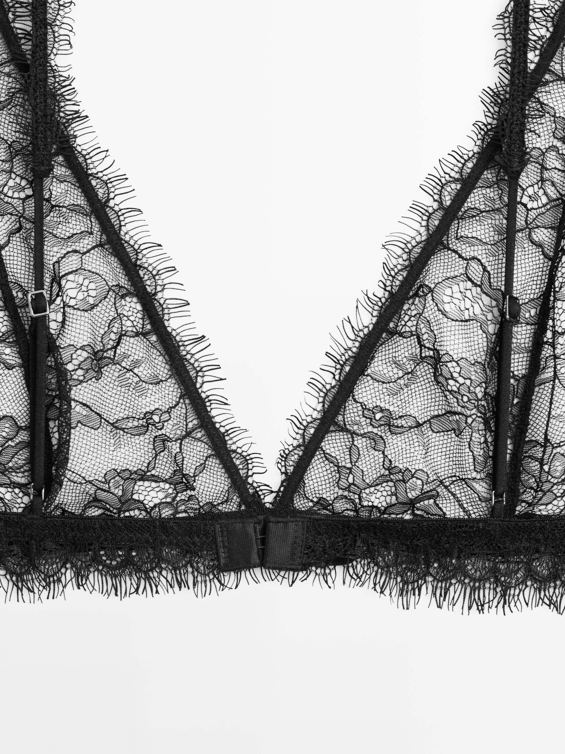 Lace bralette with frayed detail