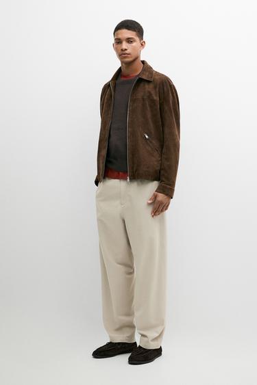 Pantalon barrel fit avec pinces - Beige de Zara - Image 0