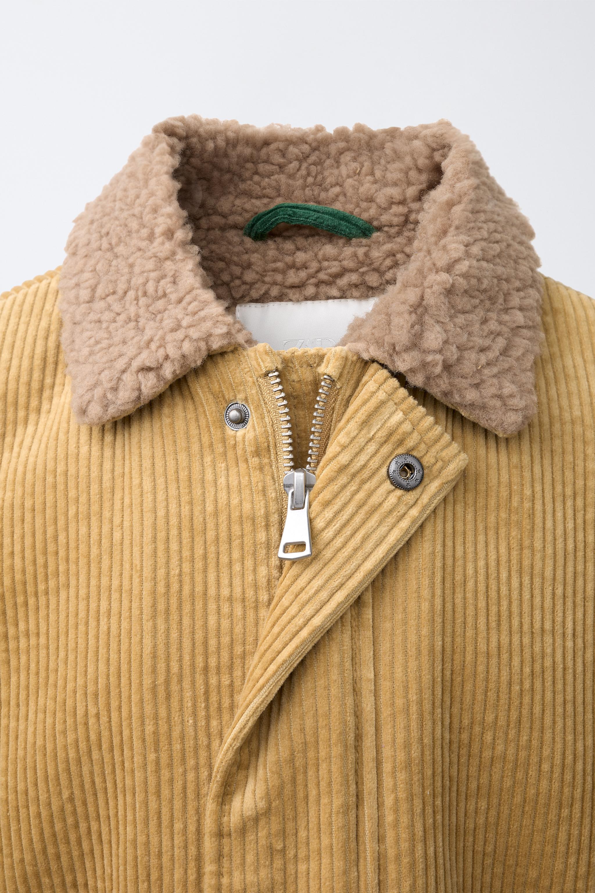 BLOUSON EN VELOURS CÔTELÉ COLOR BLOCK DOUBLURE EFFET MOUTON