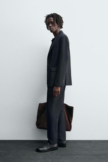 PANTALON DE COSTUME 100 % LAINE - Bleu marine de Zara - Image 3
