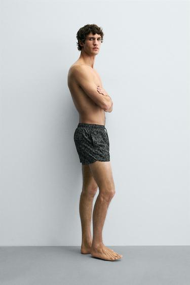 ANIMAL PRINT SHORT SWIMMING TRUNKS - Leopard / Grey by Zara - Image 4
