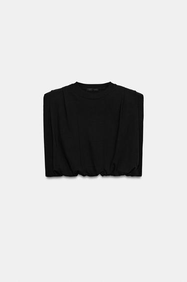 TOP BOULE À ÉPAULETTES - Noir de Zara - Image 4