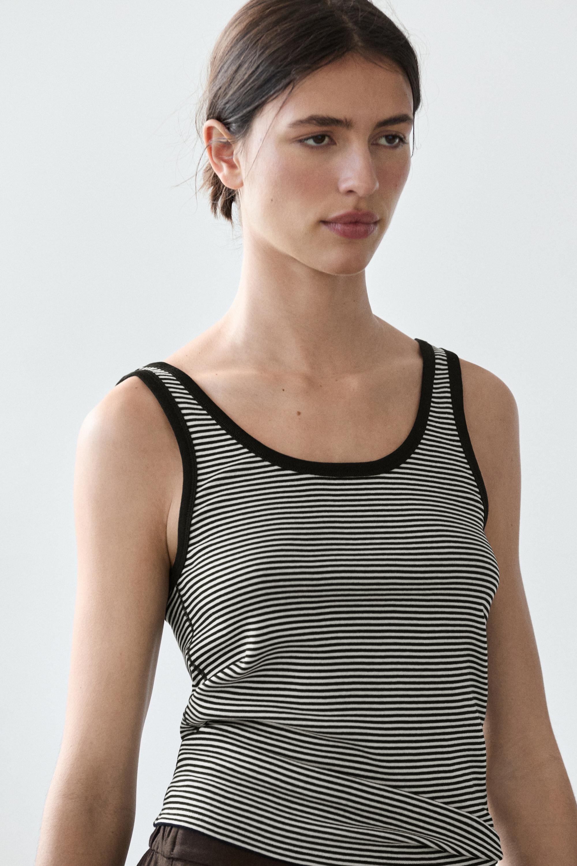 Cotton top with striped detail