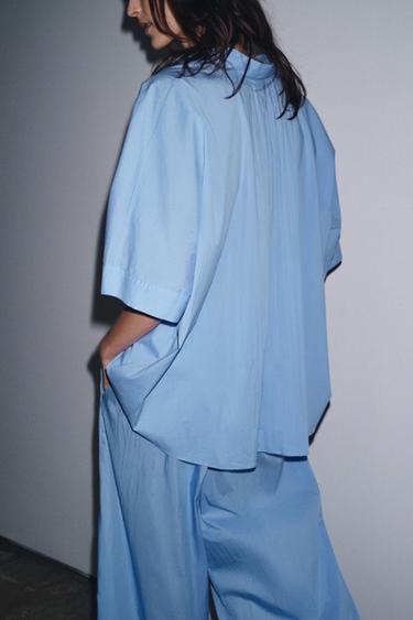 ZW COLLECTION OVERSIZE SHIRT - Blue by Zara - Image 5