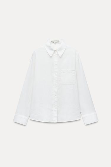 CAMISA COM LINHO ZW COLLECTION - Branco da Zara